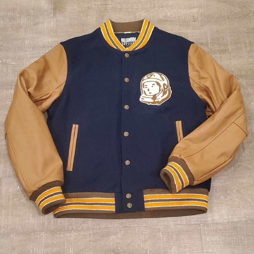 Billionaire Boys Club Navy and Tan Varsity Jacket